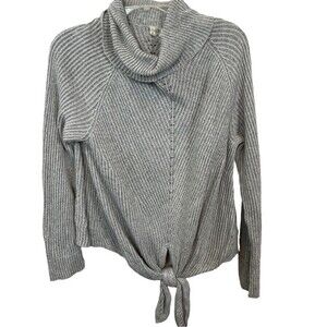 Moth gray tie front cowl neck cozy sweater LP